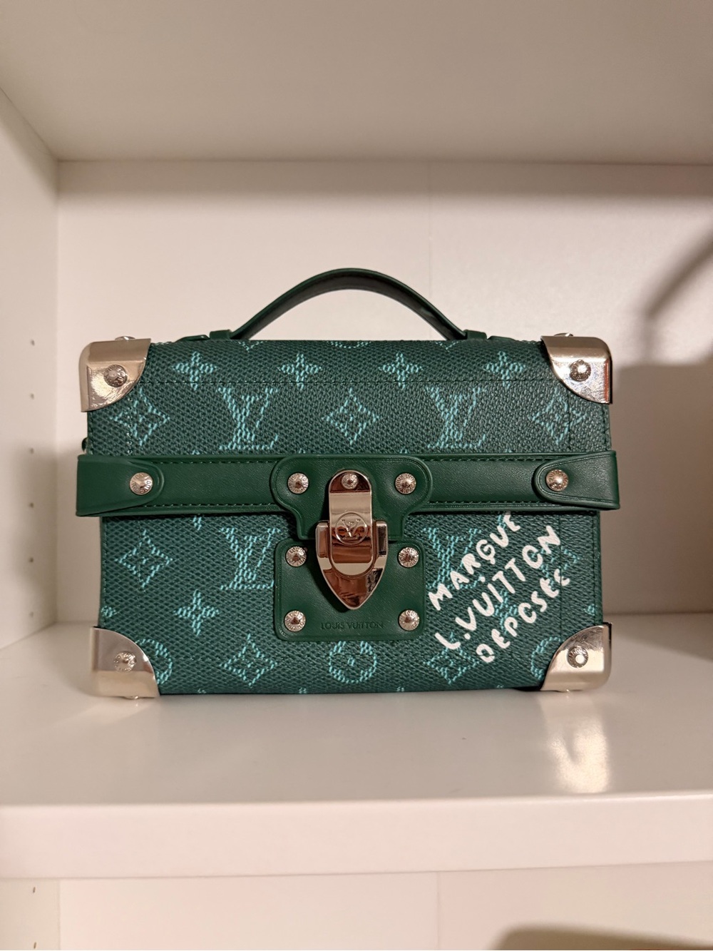Louis Vuitton Style Green Monogram Trunk Bag